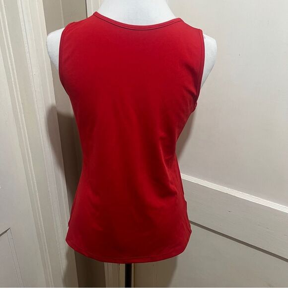 Vibrant Red Tank Top with Pocket and Crew Neck Women's Large - Picture 3 of 8